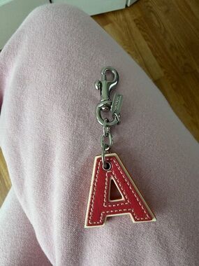Coach Red Letter 'A' Leather Key Charm